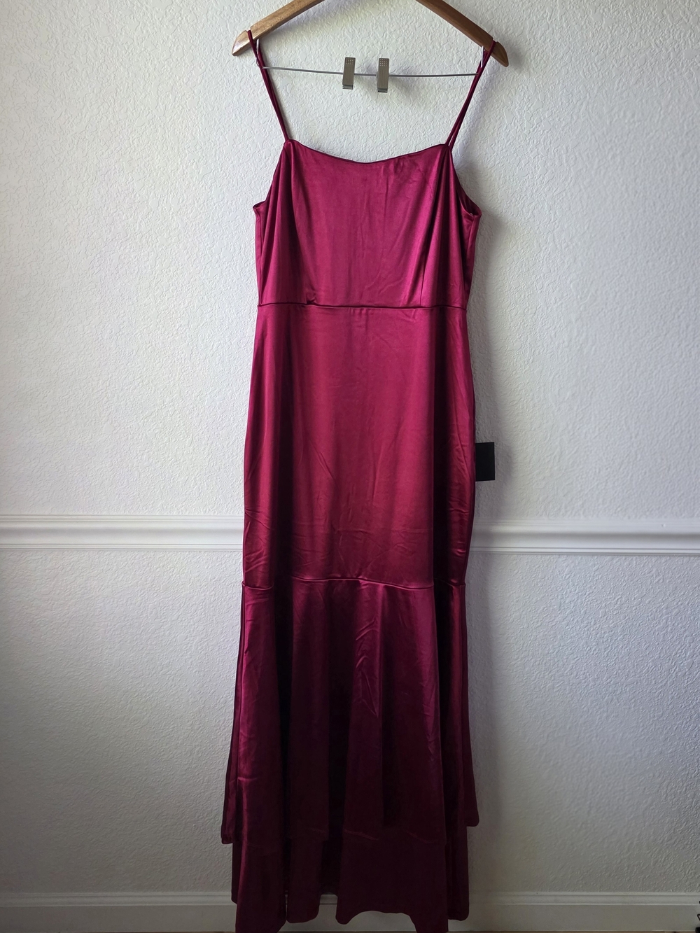 Lulus Contemporary Romance Red Satin Tiered Mermaid Maxi Dress